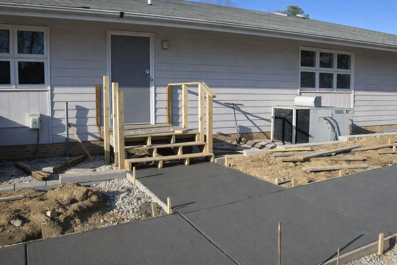 Concrete sidewalk building in Mountain View, CA